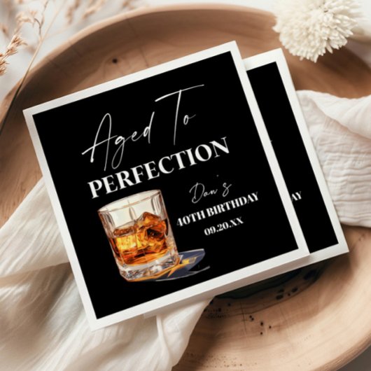 Serviette En Papier Aged To Perfection Whisky Glass Birthday Party