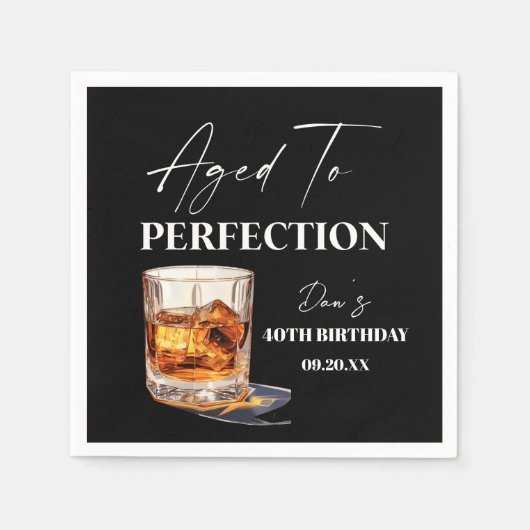 Serviette En Papier Aged To Perfection Whisky Glass Birthday Party (Devant)