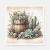 Serviette En Papier Agencement Rustique de Succulentes et de Cactus (Devant)