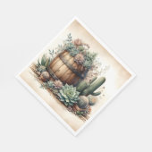Serviette En Papier Agencement Rustique de Succulentes et de Cactus (Coin)
