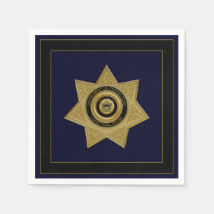 Serviette En Papier Agent correctionnel Badge d'or Papier carré