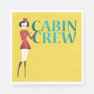 Serviette En Papier Agent de bord avec typographie de l'équipage Cabin