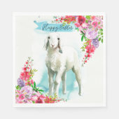 Serviette En Papier Agneau blanc de Pâques | Flore de printemps (Devant)