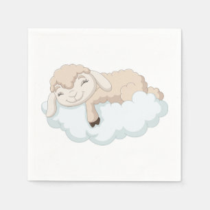 Serviette En Papier Agneau dormant sur un nuage