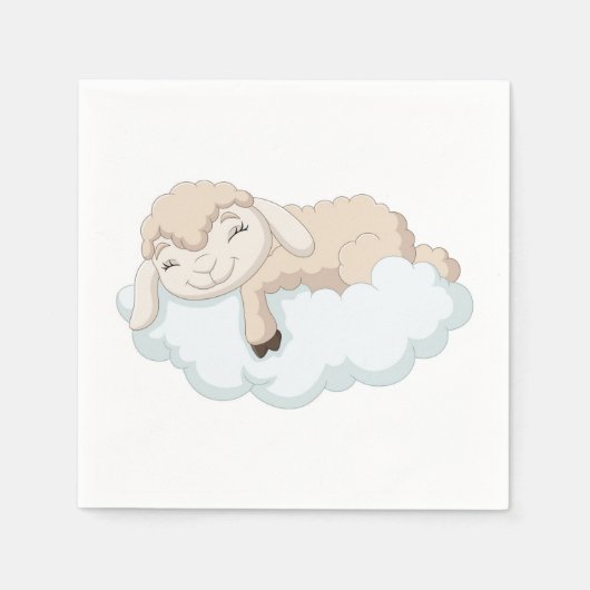 Serviette En Papier Agneau dormant sur un nuage (Devant)