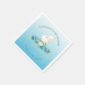 Serviette En Papier Agneau mignon bleu Floral Baby shower garçon (Coin)