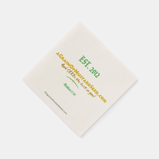 Serviette En Papier Agrainofmustardseed.com EST 2012 (Coin)