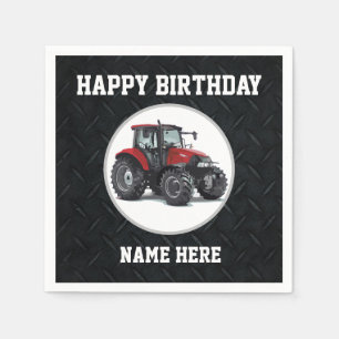 Serviette En Papier Agriculteur agricole nommé d'anniversaire rouge d
