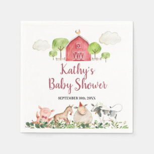 Serviette En Papier Agritourisme Animaux Barnyard Green