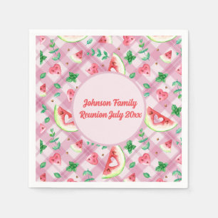 Serviette En Papier Agritourisme Pique-nique Coeurs de pastèque Rose E