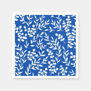 Serviette En Papier Agritourisme simple motif floral bleu