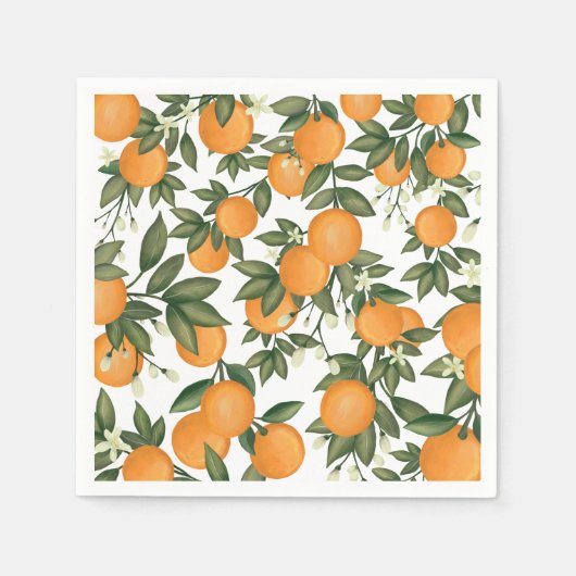 Serviette En Papier Agrumes d'été doux Botanique Oranges Végétal (Devant)