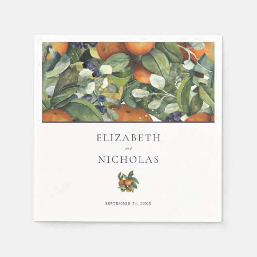 Serviette En Papier Agrumes | Mariage botanique (Devant)