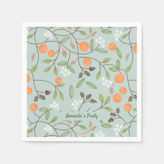 Serviette En Papier Agrumes verts et fleurs d'orange (Devant)