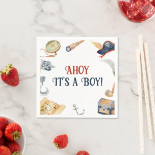 Serviette En Papier Ahoy C'est un Baby shower de pirates