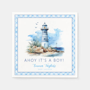 Serviette En Papier Ahoy C'est un Baby shower phare nautique