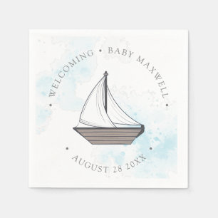 Serviette En Papier Ahoy ! C'est un garçon ! Baby Sailboat Baby
