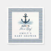Serviette En Papier Ahoy C'est un garçon Baby shower bleu marine nauti (Devant)