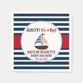 Serviette En Papier Ahoy C'est un garçon ! Baby shower nautique (Devant)