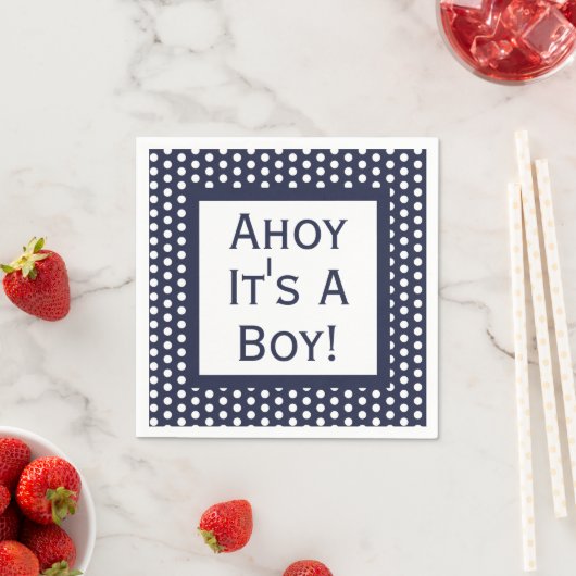 Serviette En Papier Ahoy C'Est Un Garçon Polka Dot (En situation)