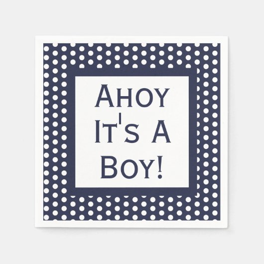 Serviette En Papier Ahoy C'Est Un Garçon Polka Dot (Devant)
