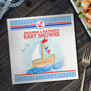 Serviette En Papier Ahoy garçons baby shower bateau nautique aquarelle