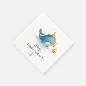 Serviette En Papier Ahoy Little Sailor Anniversaire Napkin | Baleine P (Coin)