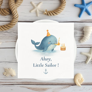 Serviette En Papier Ahoy Little Sailor Anniversaire Napkin Baleine P