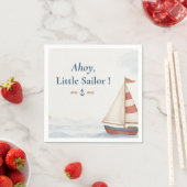 Serviette En Papier Ahoy Little Sailor | Nautique fête d'anniversaire (En situation)