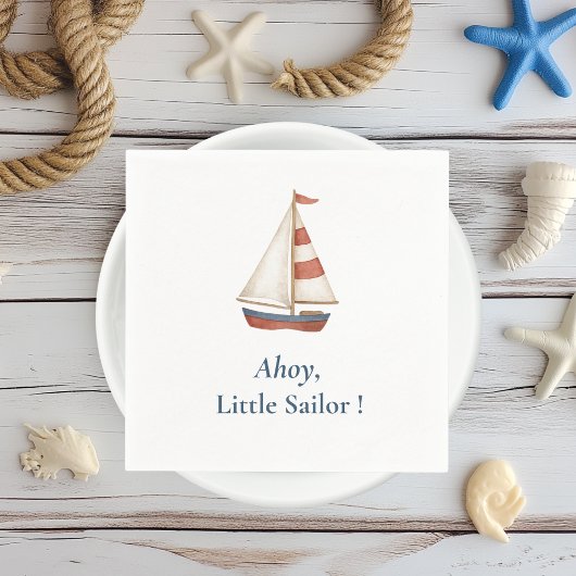 Serviette En Papier Ahoy Little Sailor | Nautique fête d'anniversaire