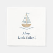 Serviette En Papier Ahoy Nautical | Bateau à voile bleu Pastel (Devant)
