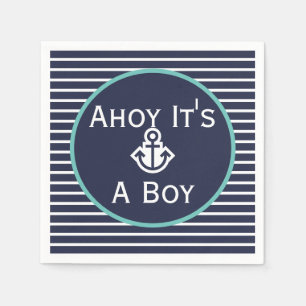 Serviette En Papier Ahoy nautique C'est un Baby shower de garçon Napk