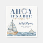 Serviette En Papier Ahoy nautique C'est un Baby shower garçon (Devant)