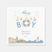 Serviette En Papier Ahoy nautique C'est un Baby shower garçon (Devant)