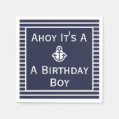Serviette En Papier Ahoy nautique C'est un garçon d'anniversaire servi (Devant)