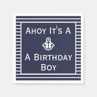 Serviette En Papier Ahoy nautique C'est un garçon d'anniversaire servi