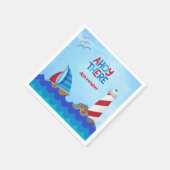 Serviette En Papier "Ahoy There" Nautical Sailboat Lighthouse Treasure (Coin)