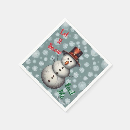 Serviette En Papier AI Snowman Let it Snow Feed Me Holiday Napkins (Coin)