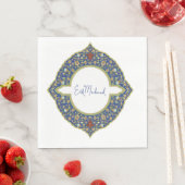 Serviette En Papier Aïd Moubarak bleu (En situation)