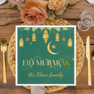 Serviette En Papier Aïd Moubarak Custom Gold Lanterns + Lune