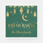Serviette En Papier Aïd Moubarak Custom Gold Lanterns + Lune (Devant)
