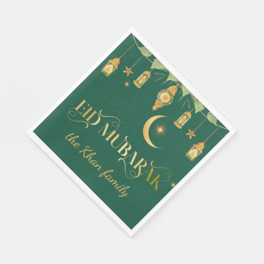 Serviette En Papier Aïd Moubarak Custom Gold Lanterns + Lune (Coin)
