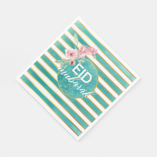 Serviette En Papier Aïd Turquoise et Gold Napkin (Coin)