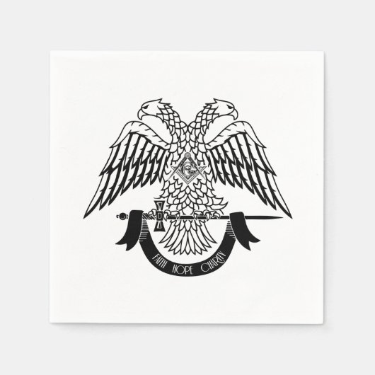 Serviette En Papier Aigle à deux têtes comme symbole maçonnique (Devant)