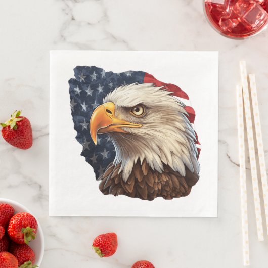Serviette En Papier Aigle à drapeau américain (En situation)