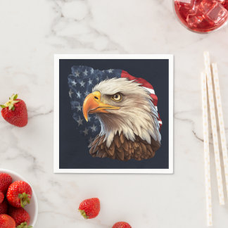 Serviette En Papier Aigle à drapeau américain
