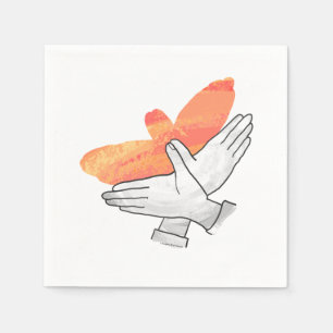 Serviette En Papier Aigle à main silhouette orange