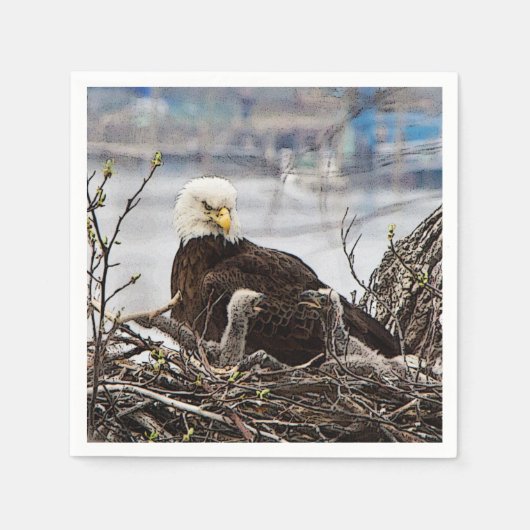 Serviette En Papier Aigle à tête blanche adulte avec aigle (Devant)