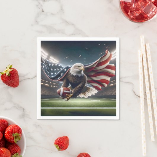 Serviette En Papier Aigle à tête blanche avec un football américain (En situation)