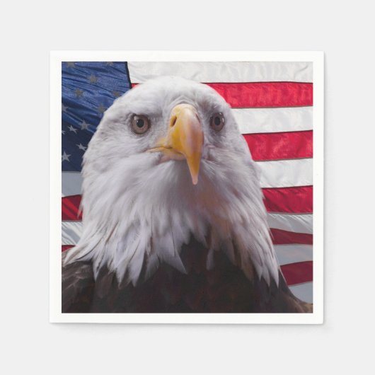 Serviette En Papier Aigle à tête blanche et drapeau américain (Devant)